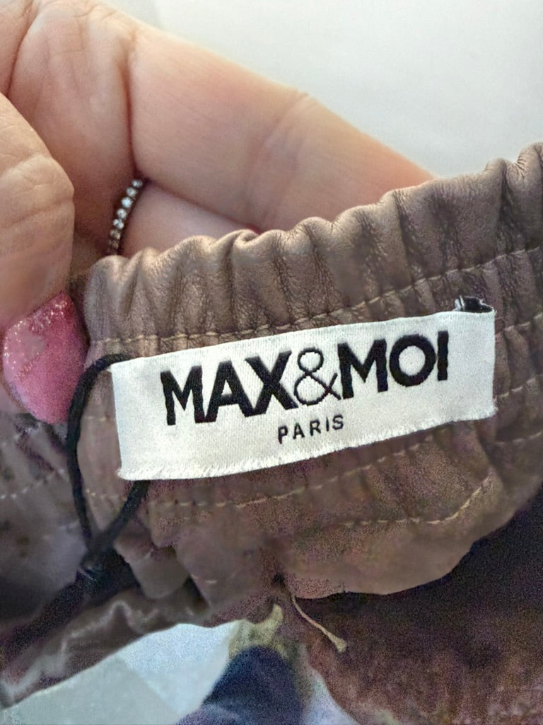 Max & Moi - Broek - bruin, lamsleer, elastische tailleband - S