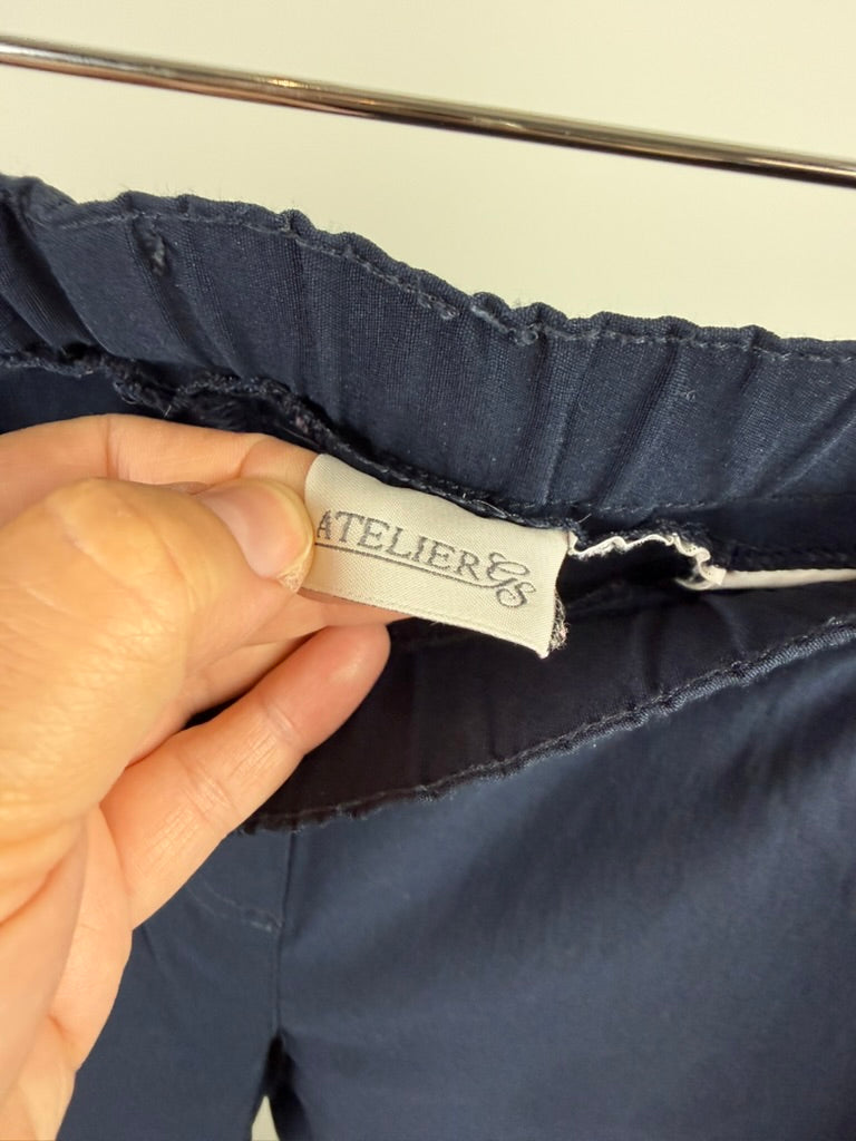 ATELIER GS - Broek - donkerblauw, rechte pijp, elastische tailleband - L