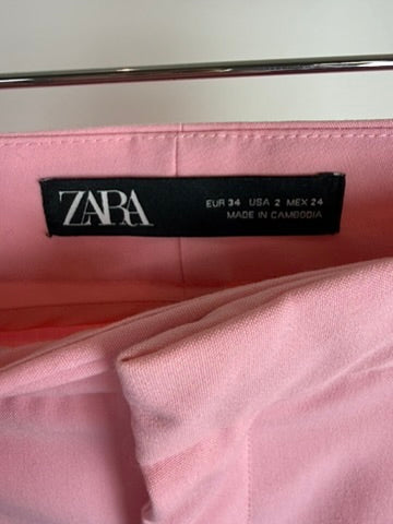 ZARA - Broek - roze, rechte pasvorm, blinde ritssluiting - XS