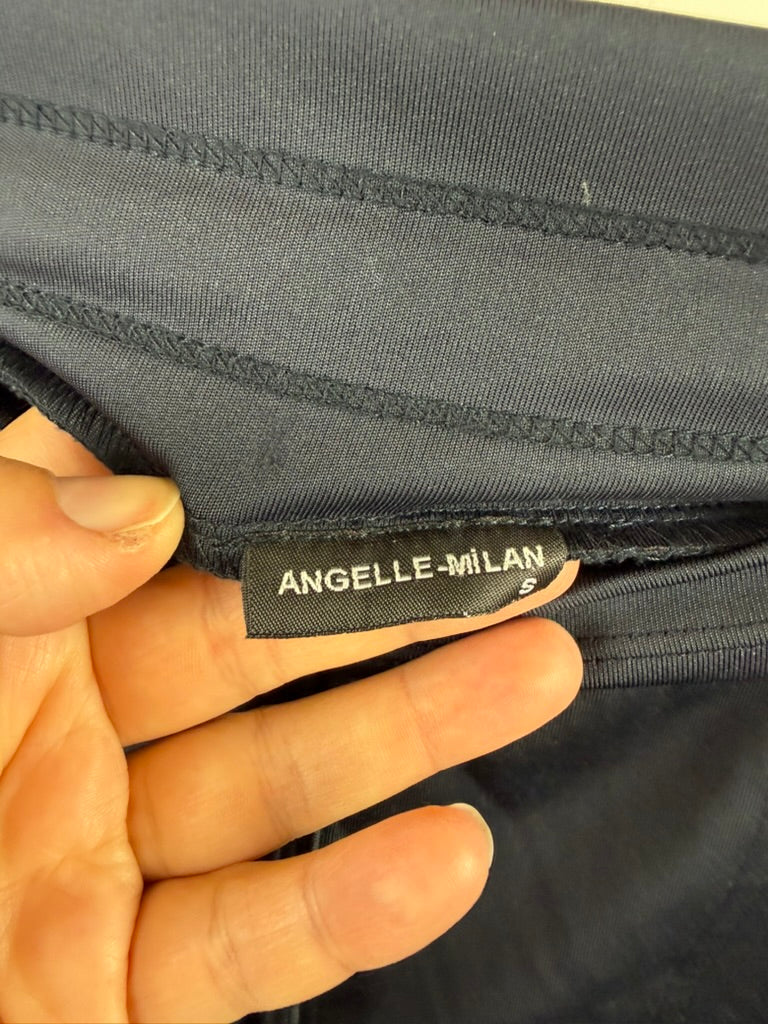 Angelle Milan - Broek - donkerblauw, joggingbroek, elastische taille met trekkoord - S