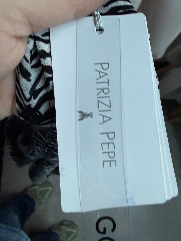 Patrizia Pepe - Jurk - zwart-wit zebraprint, klassieke kraag, knoopsluiting - M