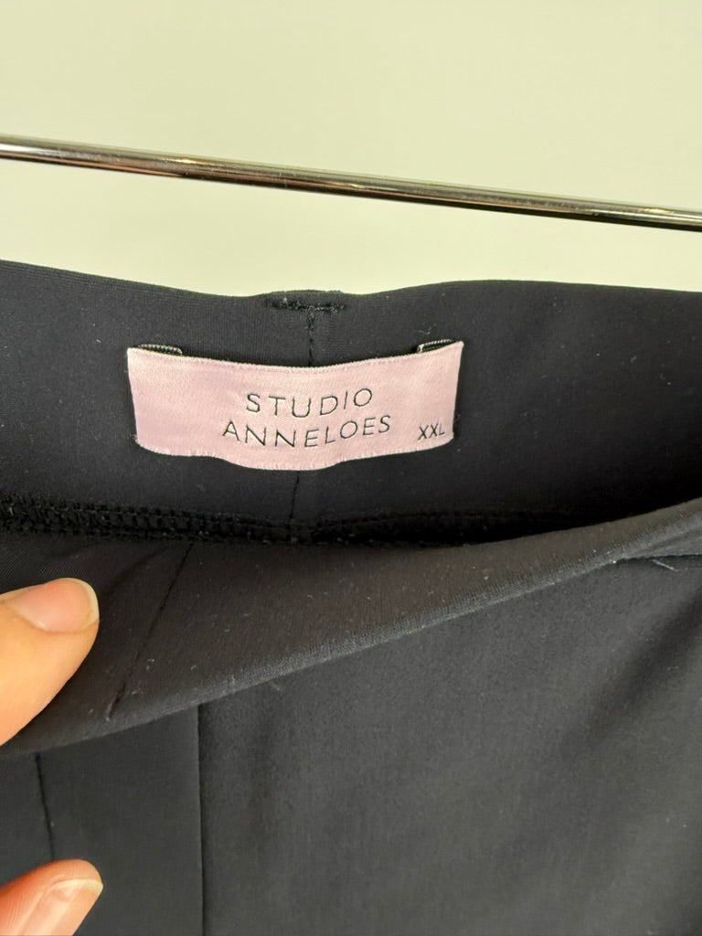 Studio Anneloes - Broek - zwart, hoge taille, wijde pijp - XXL