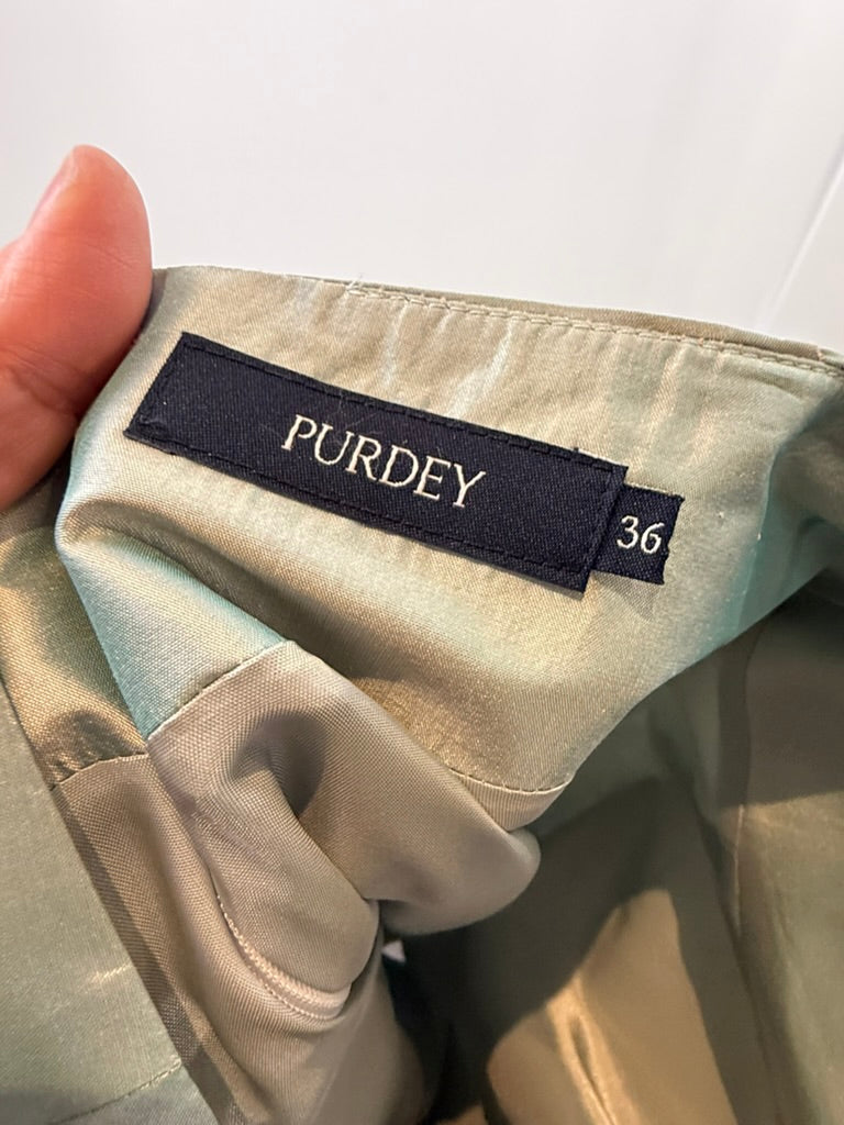 Purdey - Rok - lichtblauw, satijnachtige glans, knielengte - S