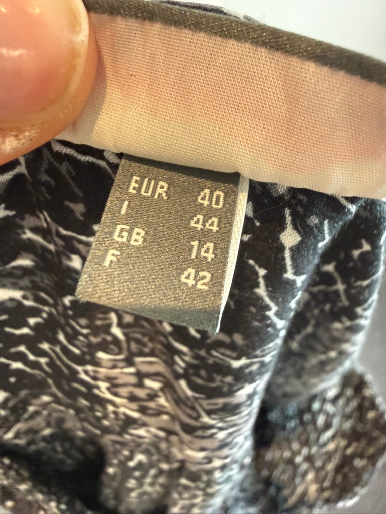 Street One - Blouse - zwart-wit patroon, V-hals, lange mouw - L