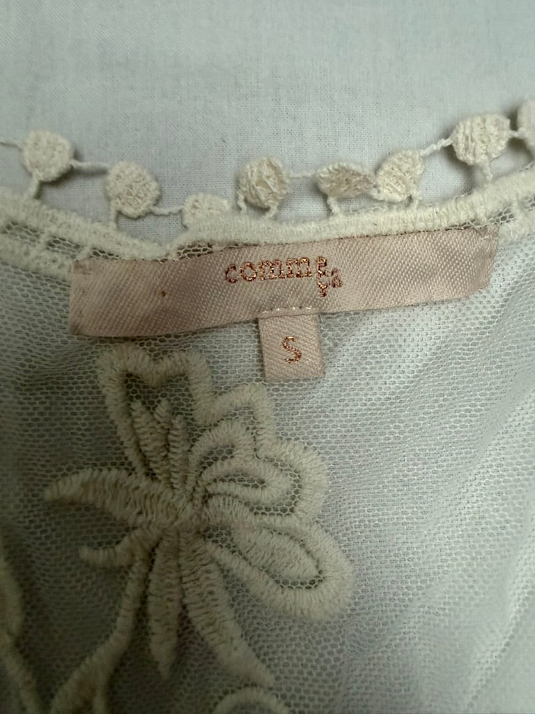comme ça - Gilet - crème, kanten stof, zonder sluiting - S