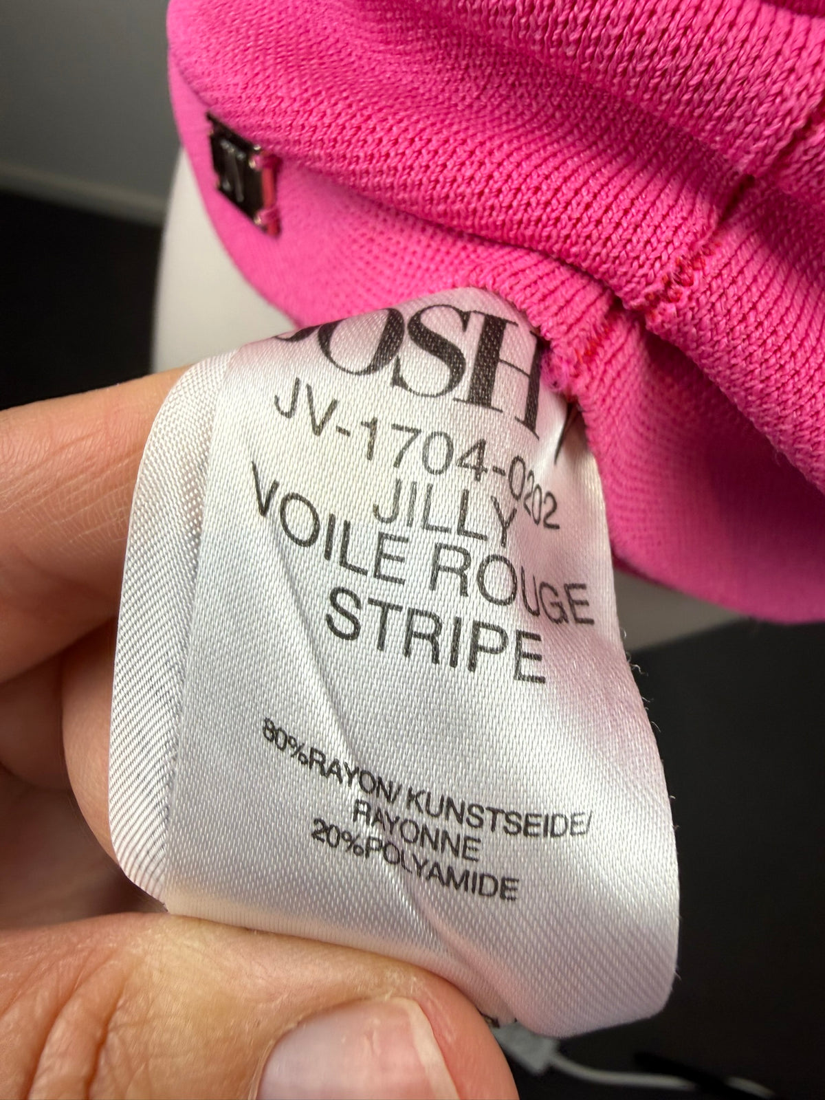 JOSH V - Jurk - roze/rood, horizontale strepen, volant - S