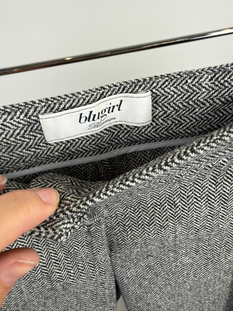 blugirl Blumarine - Broek - grijs, visgraatpatroon, rechte pijp - L