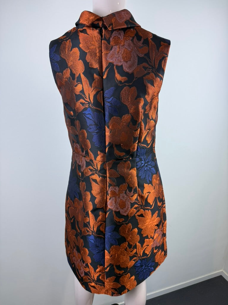 Steps - Jurk - bloemenprint, glanzende stof, opstaande kraag - XL