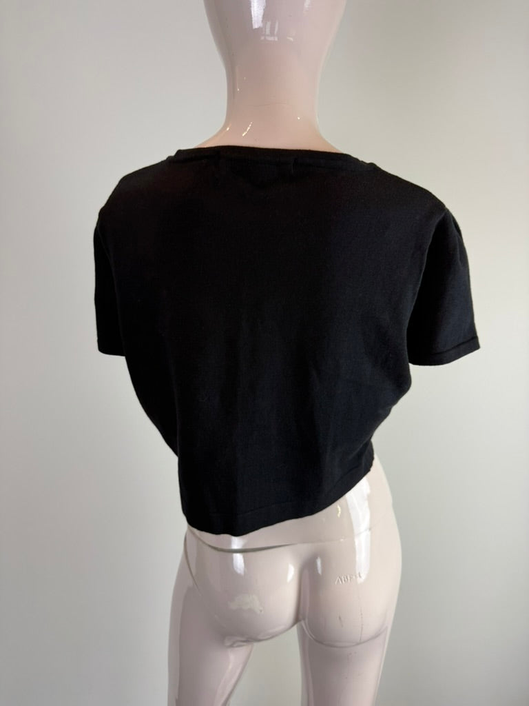 Steps - Vest - zwart, bolero model, bloemapplicatie op schouder - XL