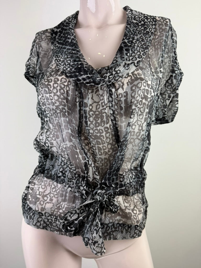 Claudia Sträter - Blouse - zijden, animal print, strikdetail - XS