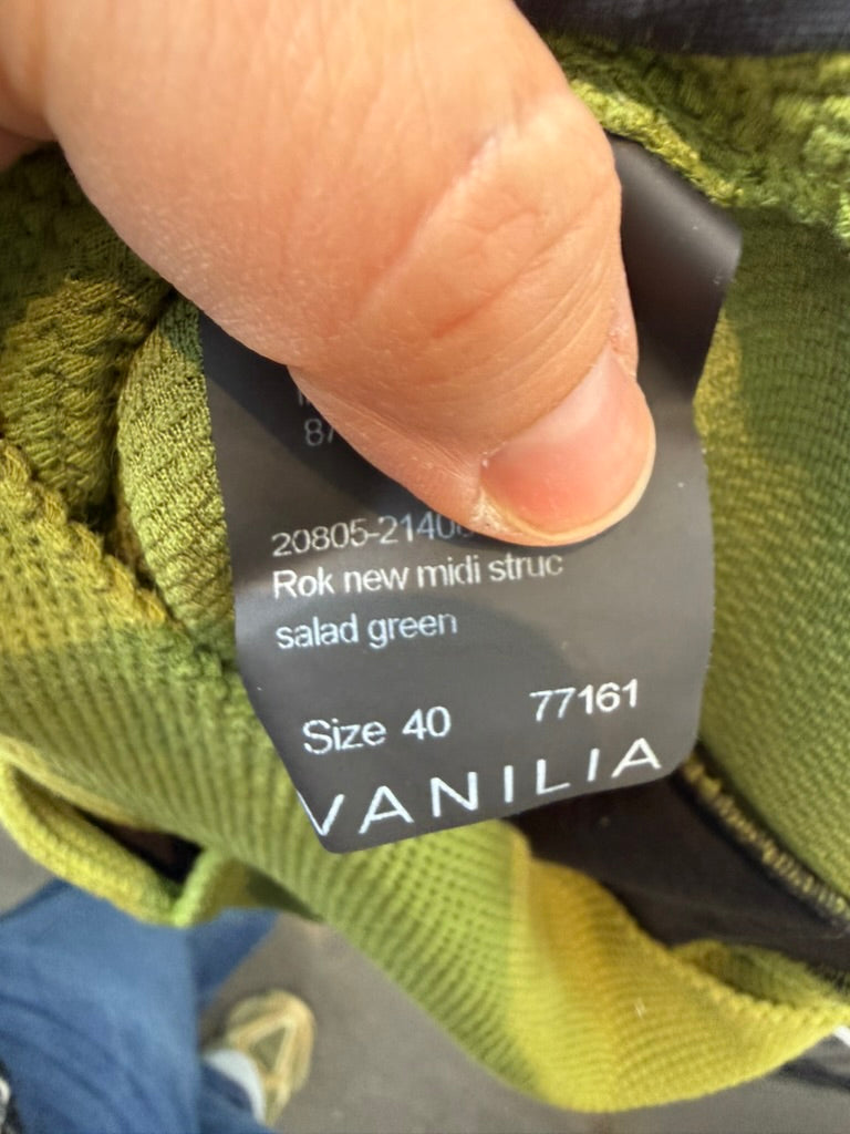 Vanilia - Rok - groen, midi-lengte, opgestikte voorzakken - L
