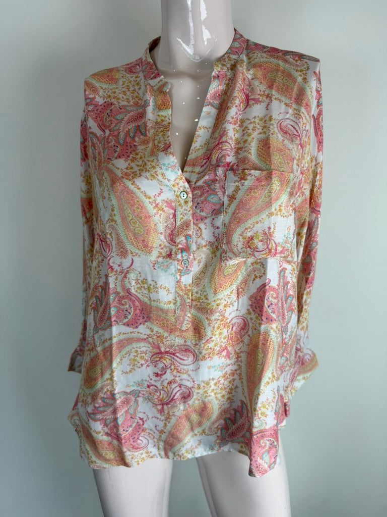 ZARA WOMAN - Blouse - meerkleurig, paisleyprint, knoopsluiting - M