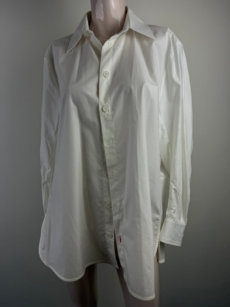 ZARA - Blouse - wit, klassieke kraag, knoopsluiting - M