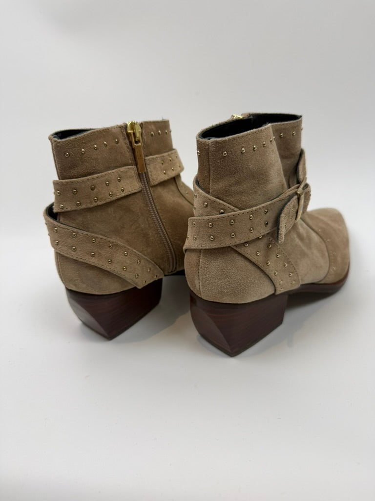 CTWLK Enkellaarsjes - beige, western stijl, blokhak ca. 5 cm - 36