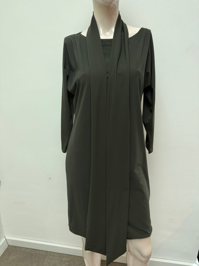 LaDress by Simone - Jurk - groen, sjaalkraag, lange mouwen - XS