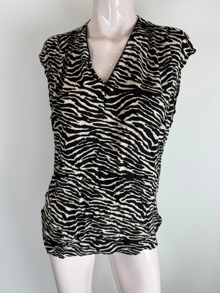 la fée Maraboutée - Blouse - zwart-wit, zebraprint, mouwloos - 36 (FR40)