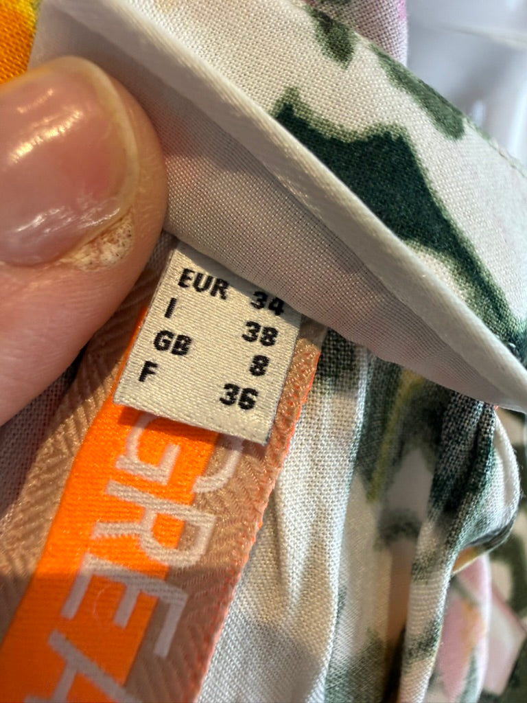 Street One - Blouse - meerkleurig, abstracte bloemenprint, V-hals met split - XS