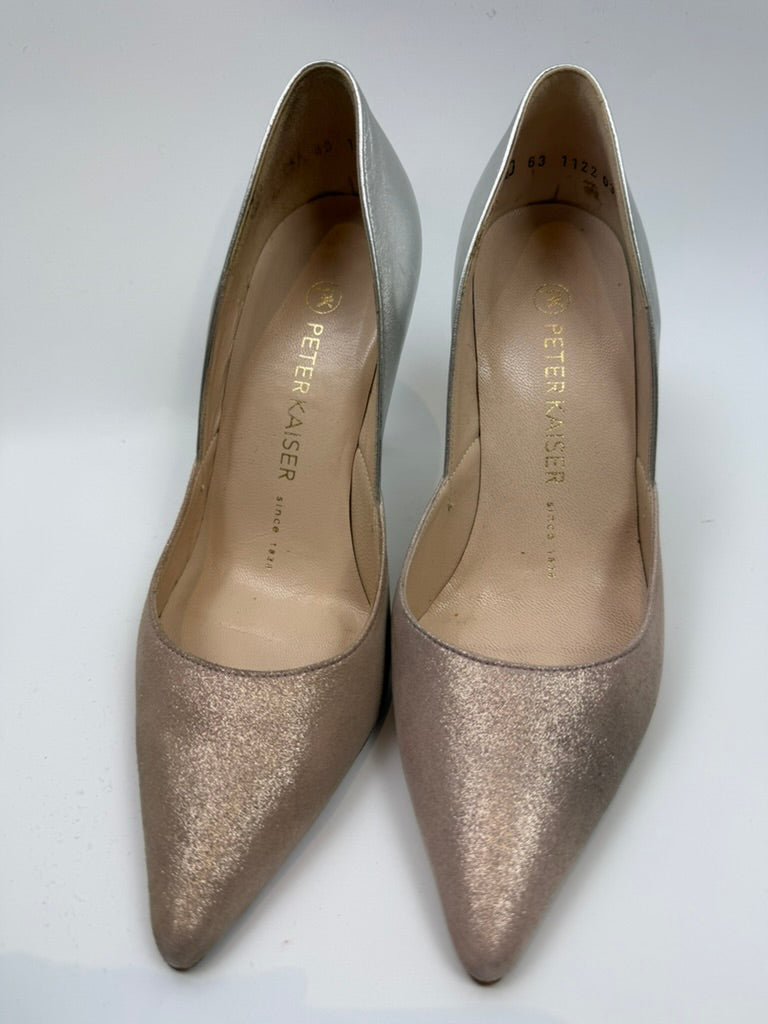 Peter Kaiser - Pumps - taupe en zilver, spitse neus, hoge hak - 36