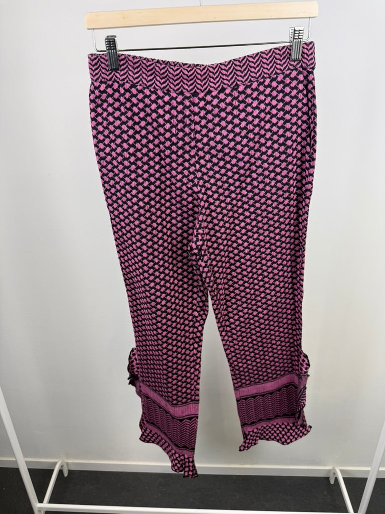 ROUGH STUDIOS - Broek - roze en zwart, grafische print, elastische tailleband - S