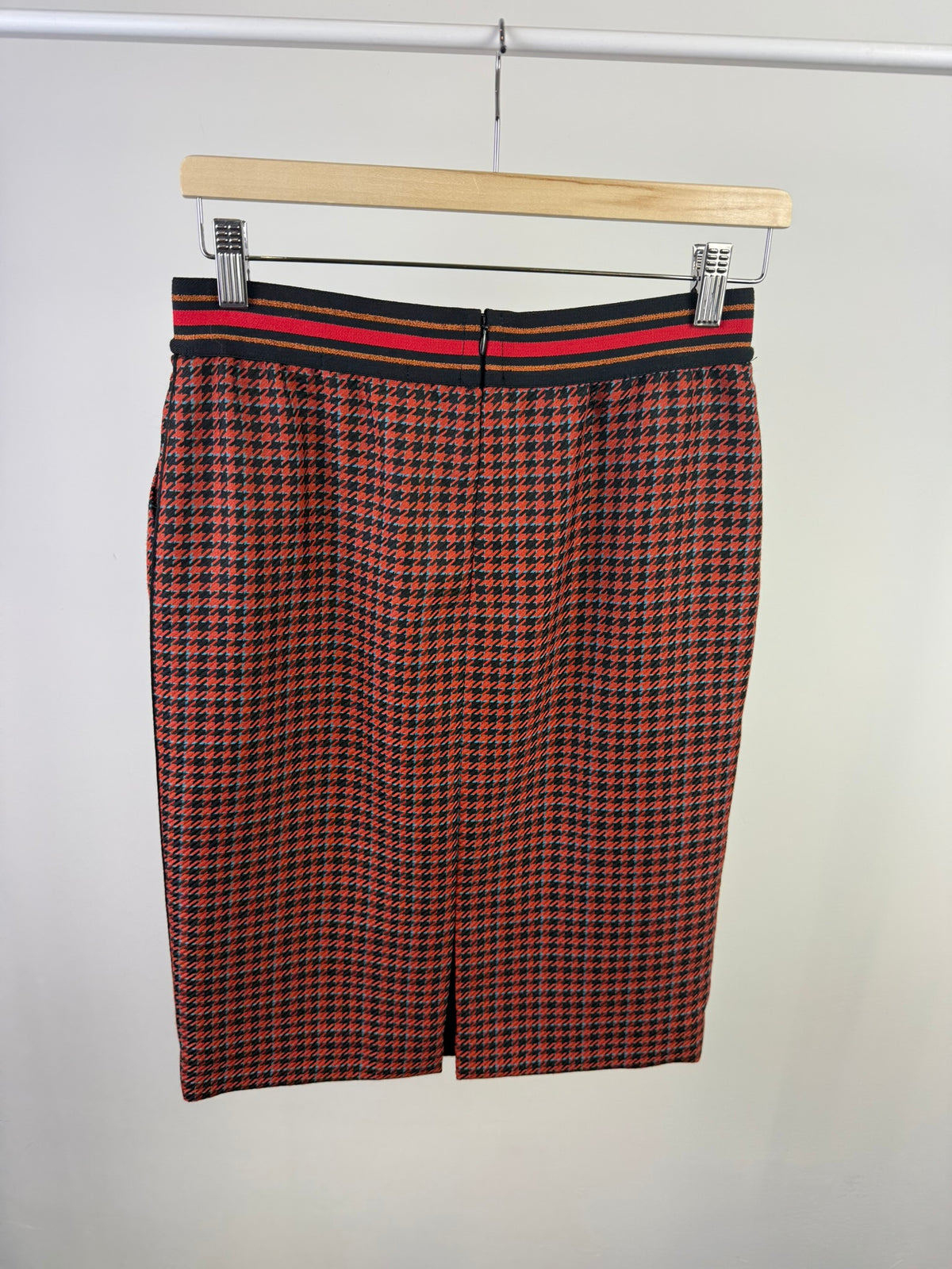 HAMPTON BAYS - Rok - pied-de-poule, rood/zwart/beige, knielengte - S