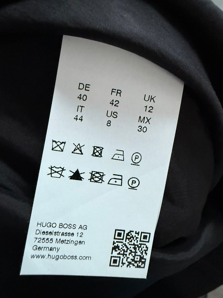 HUGO - Jurk - zwart-wit slangenprint, korte mouwen, ronde hals - L