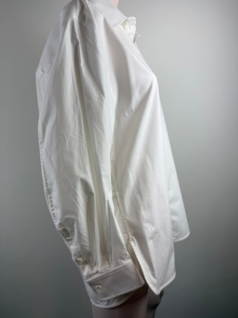 ZARA - Blouse - wit, klassieke kraag, knoopsluiting - M