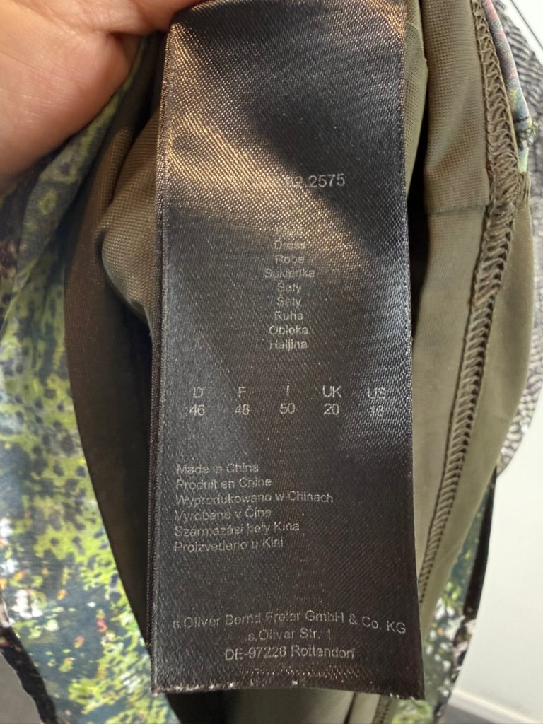 s.Oliver - Rok - zwart-wit met groen, grafisch motief, elastische tailleband - XXL