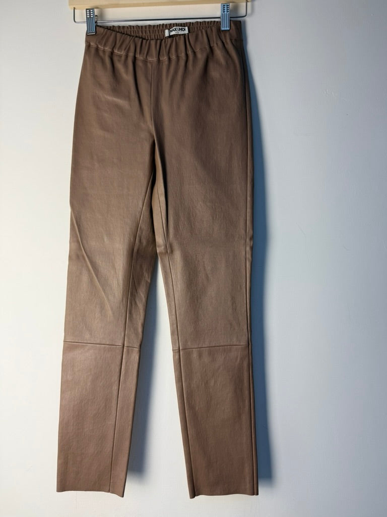 Max & Moi - Broek - bruin, lamsleer, elastische tailleband - S