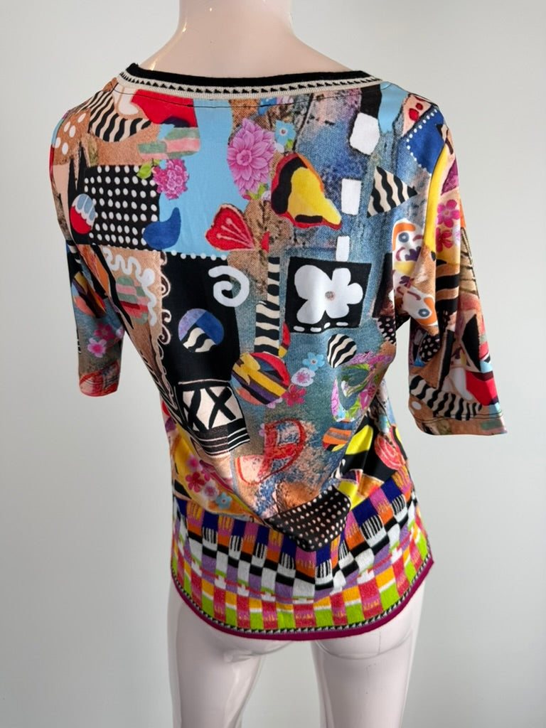 Olivier Philips - Top - meerkleurig, abstracte print, korte mouwen - M/L