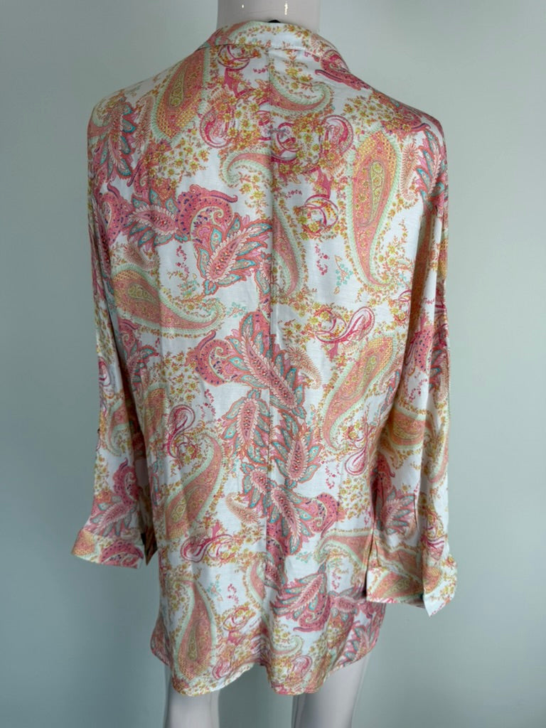 ZARA WOMAN - Blouse - meerkleurig, paisleyprint, knoopsluiting - M