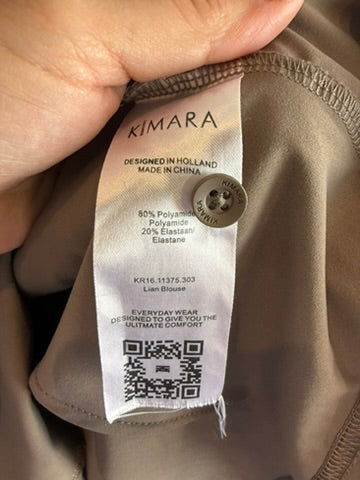 KIMARA - Blouse - taupe, goudkleurige knopen, subtiele glans - XS
