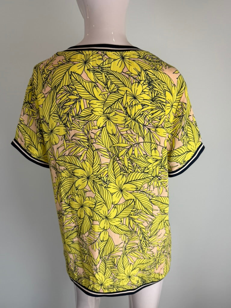 Liberty Island - Blouse - roze, bloemen- en bladprint, korte mouwen - XL