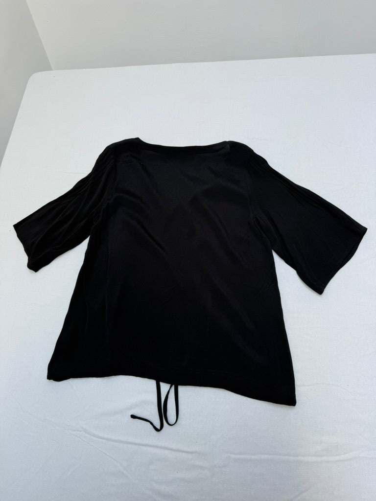Batida - Blouse - zwart, ronde hals, aansnoerkoord