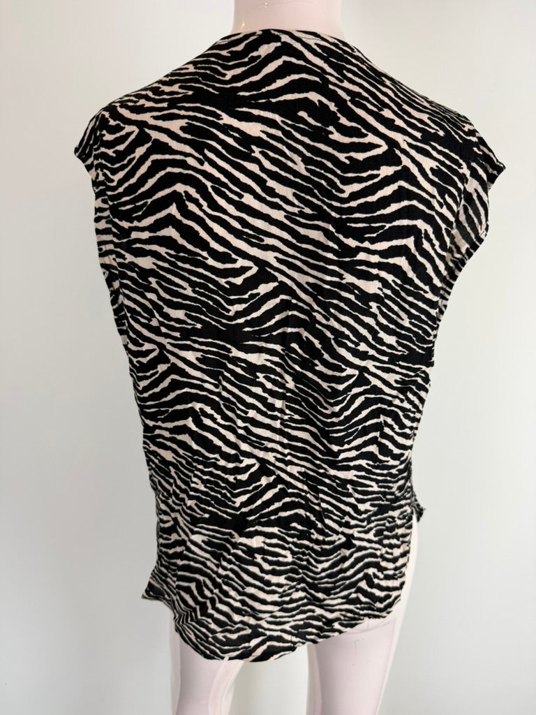 la fée Maraboutée - Blouse - zwart-wit, zebraprint, mouwloos - 36 (FR40)