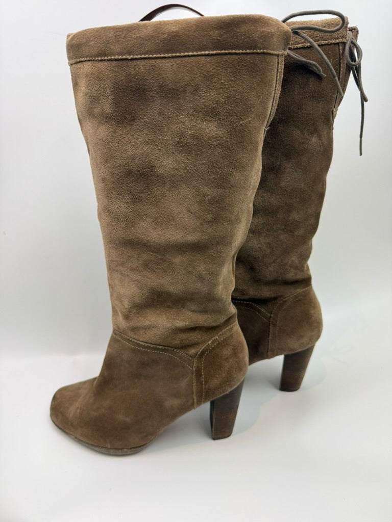 Scholl Laarzen - bruin, suède look, blokhak - 39