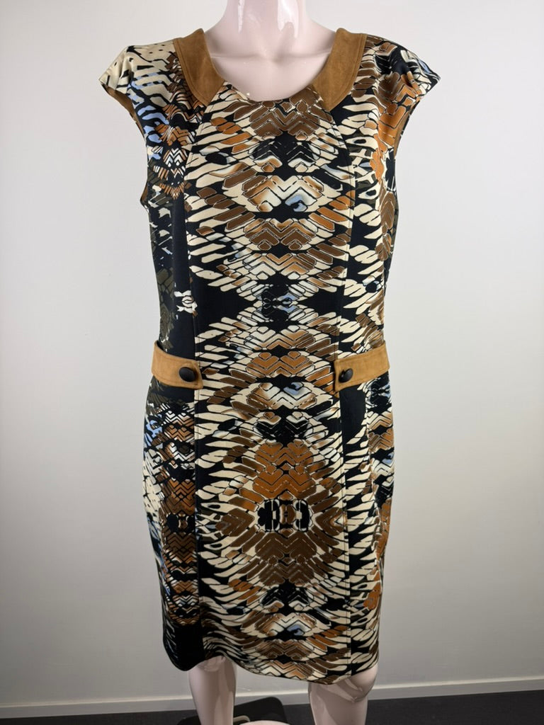marie méro - Jurk - print, suède-look kraag, getailleerd - L