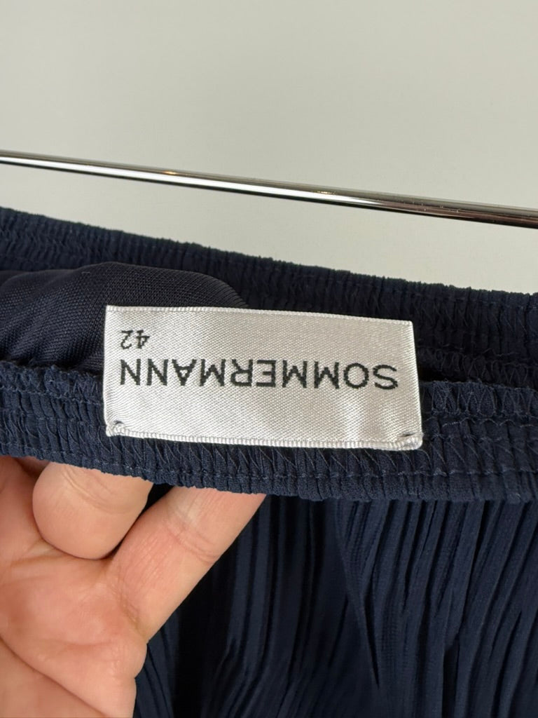 SOMMERMANN - Rok - blauw, geplooid/plissé, elastische tailleband - XL