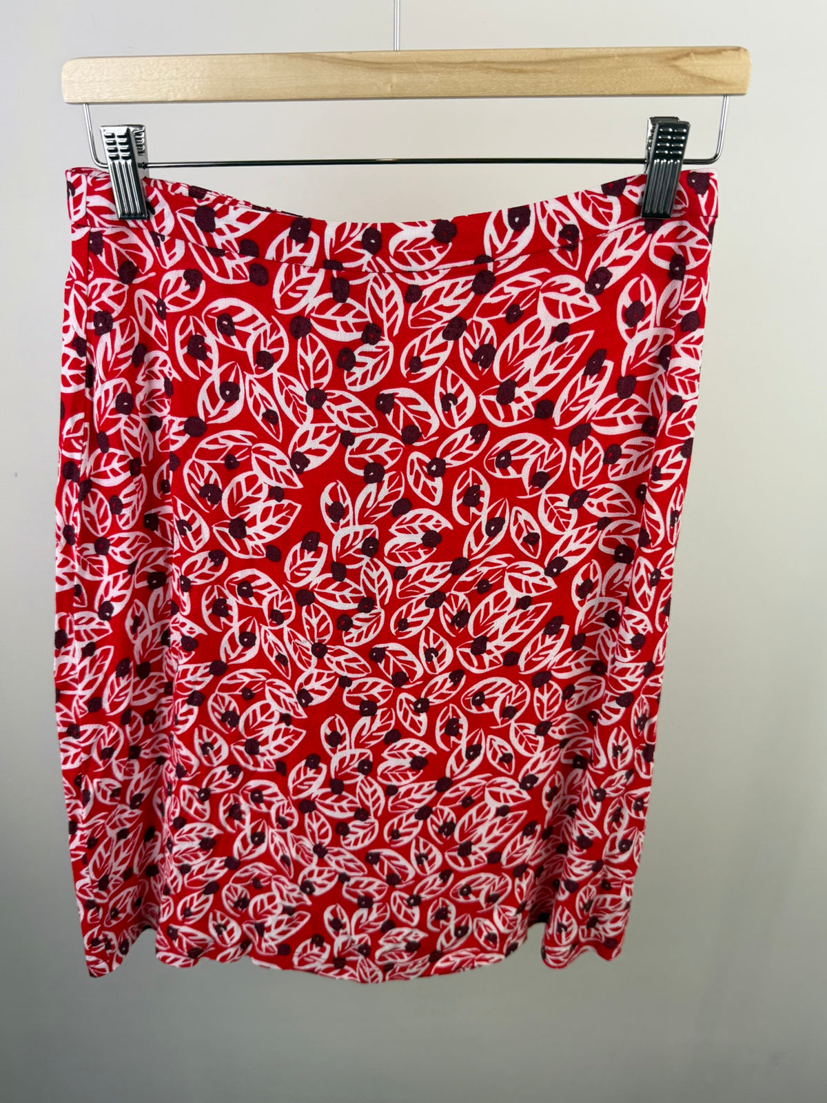 ZILCH - Rok - rood, bladprint, knielengte - XS