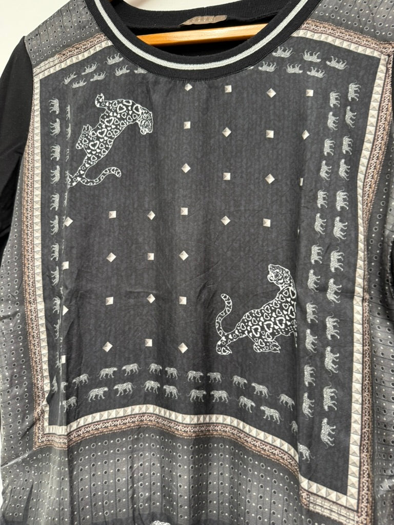 ¡MUCHO GUSTO! - Trui - zwart, dierenprint, zijde voorkant