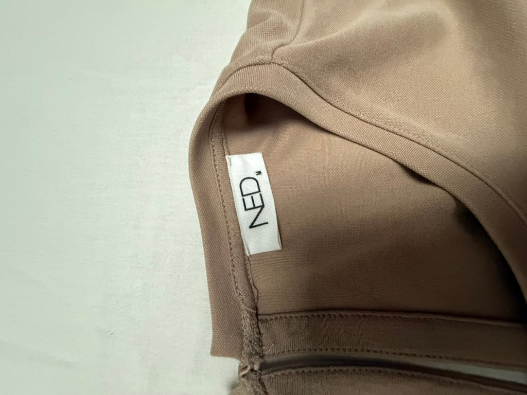 NED. - Jumpsuit - beige, korte mouwen, wijde pijpen
