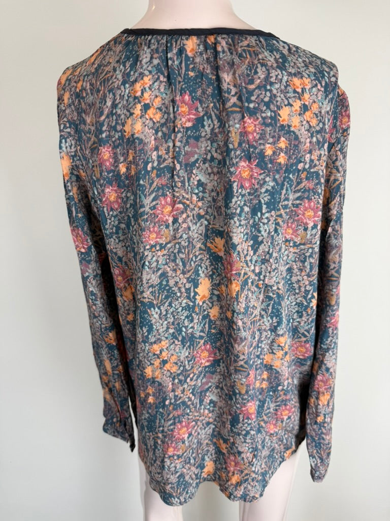 Tom Tailor - Blouse - bloemenprint, lange mouwen, veterdetail - XL