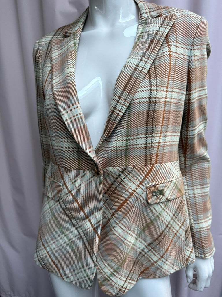 MOS MOSH - Blazer - geruit, bruin/beige/groen/wit, getailleerde pasvorm - M