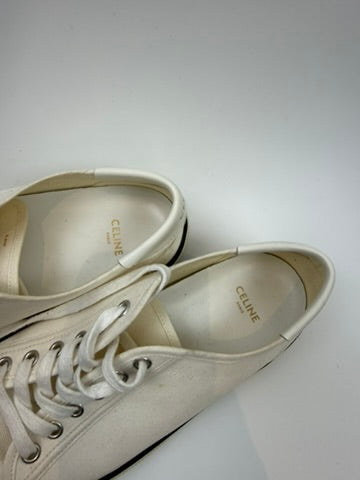 CELINE - Sneakers - wit, canvas, vetersluiting - 38