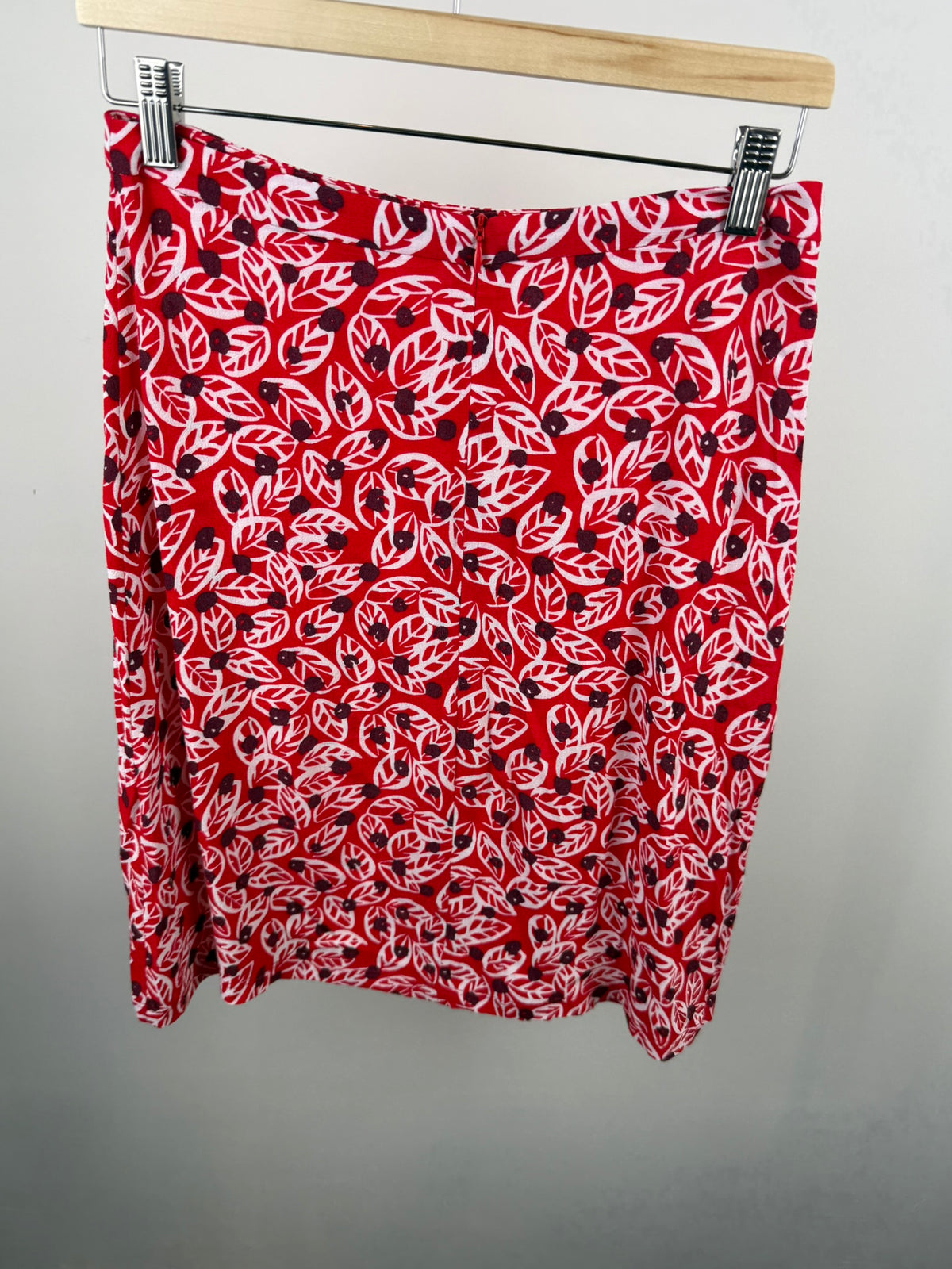 ZILCH - Rok - rood, bladprint, knielengte - XS