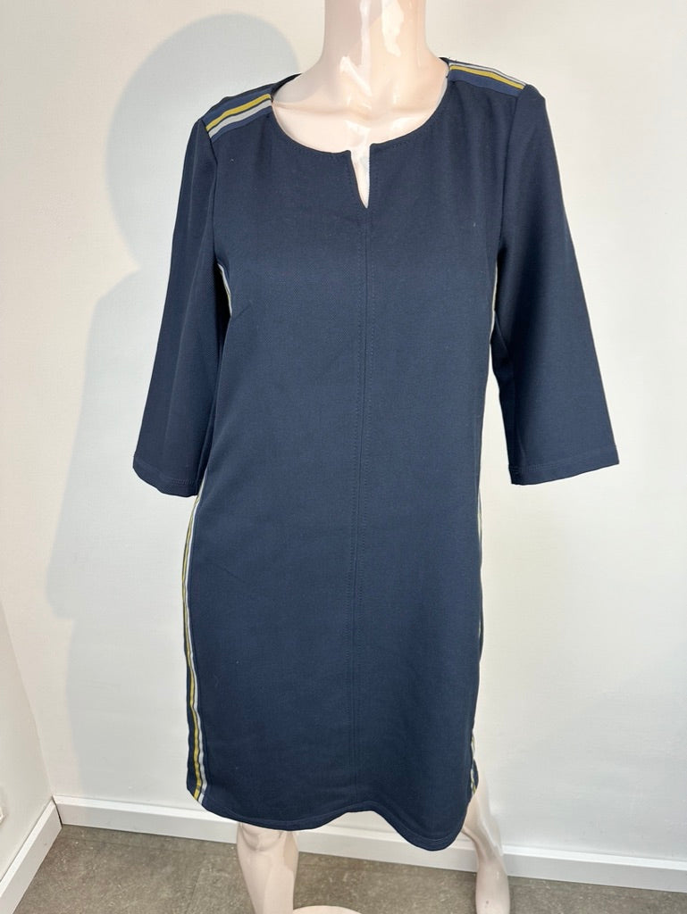 Expresso - Jurk - donkerblauw, driekwart mouwen, contraststrepen - S