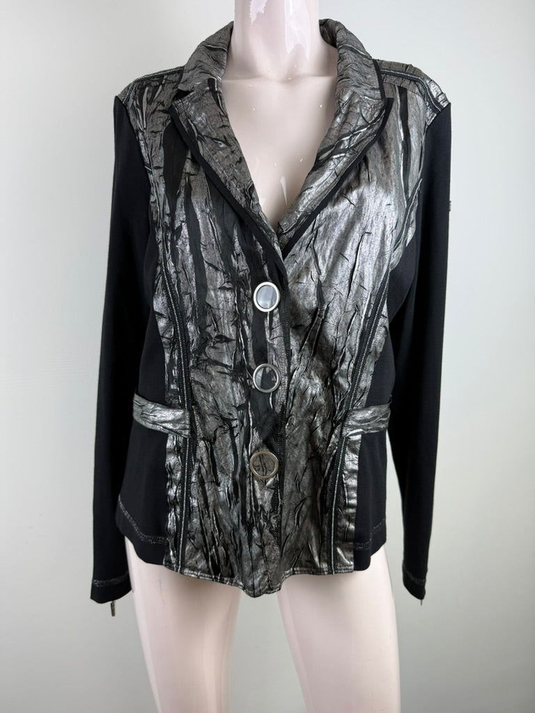 AIRFIELD - Blazer - zwart, metallic zilveren accenten, abstract patroon - XL