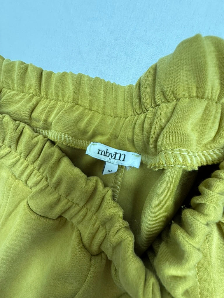 mbyM - Broek - okergeel, elastische tailleband, flared - M