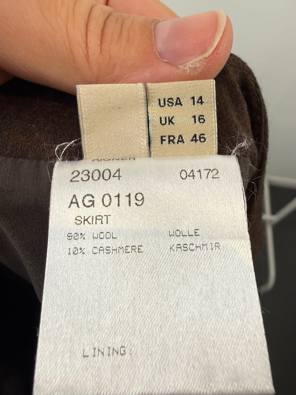 AIGNER - Rok - bruin, knielang, ceintuur met gesp - XL