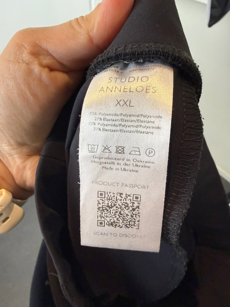 Studio Anneloes - Broek - zwart, hoge taille, wijde pijp - XXL