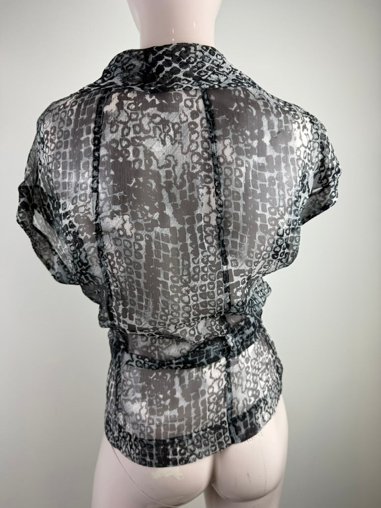 Claudia Sträter - Blouse - zijden, animal print, strikdetail - XS